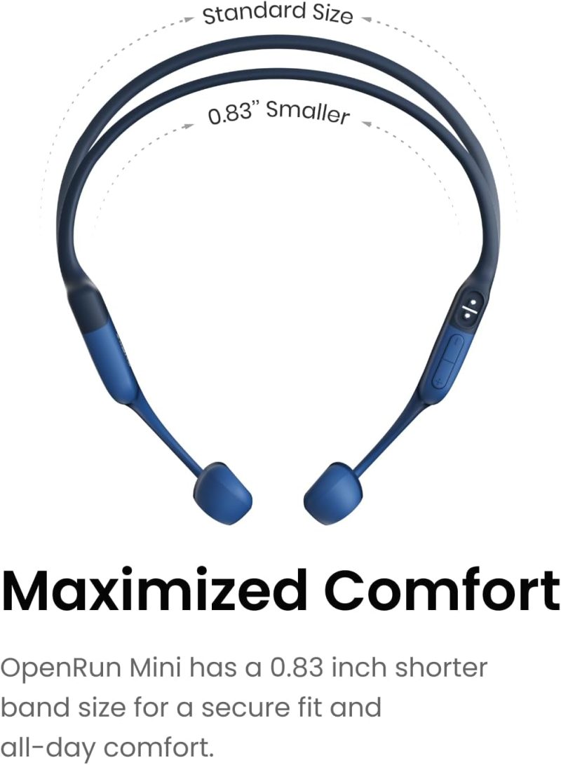 SHOKZ OpenRun Mini (AfterShokz Aeropex Mini) -Bone Conduction Open-Ear Bluetooth Sport Headphones - Waterproof Wireless Earphones for Workouts and Running - Built-in Mic, with Headband - Image 6