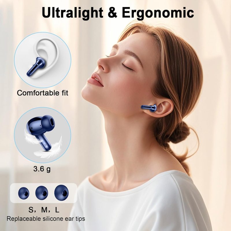 Wireless Earbuds Bluetooth 5.4 Headphones, 2025 Hi-Fi Stereo Bass Ear Buds, 4 ENC Noise Cancelling Mic 36Hrs USB-C in-Ear Earphones IP7 Waterproof Sport Workout for Laptop Pad Android iOS Phone - Image 6
