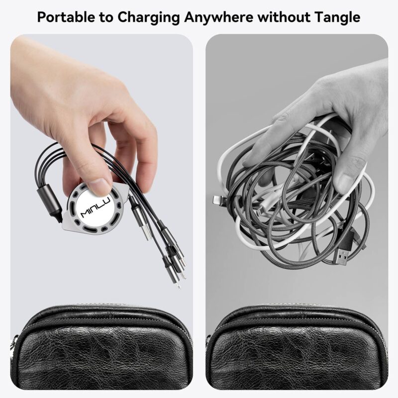 Multi Charging Cable 4A, 2Pack 4Ft Retractable Multi Fast Charger Cable, Multiple Charging Cord, 4 in 1 Multi USB Cable with Type C/Micro USB Ports for Cell Phones/IP/Galaxy/PS/Tablets/iPads - Image 6